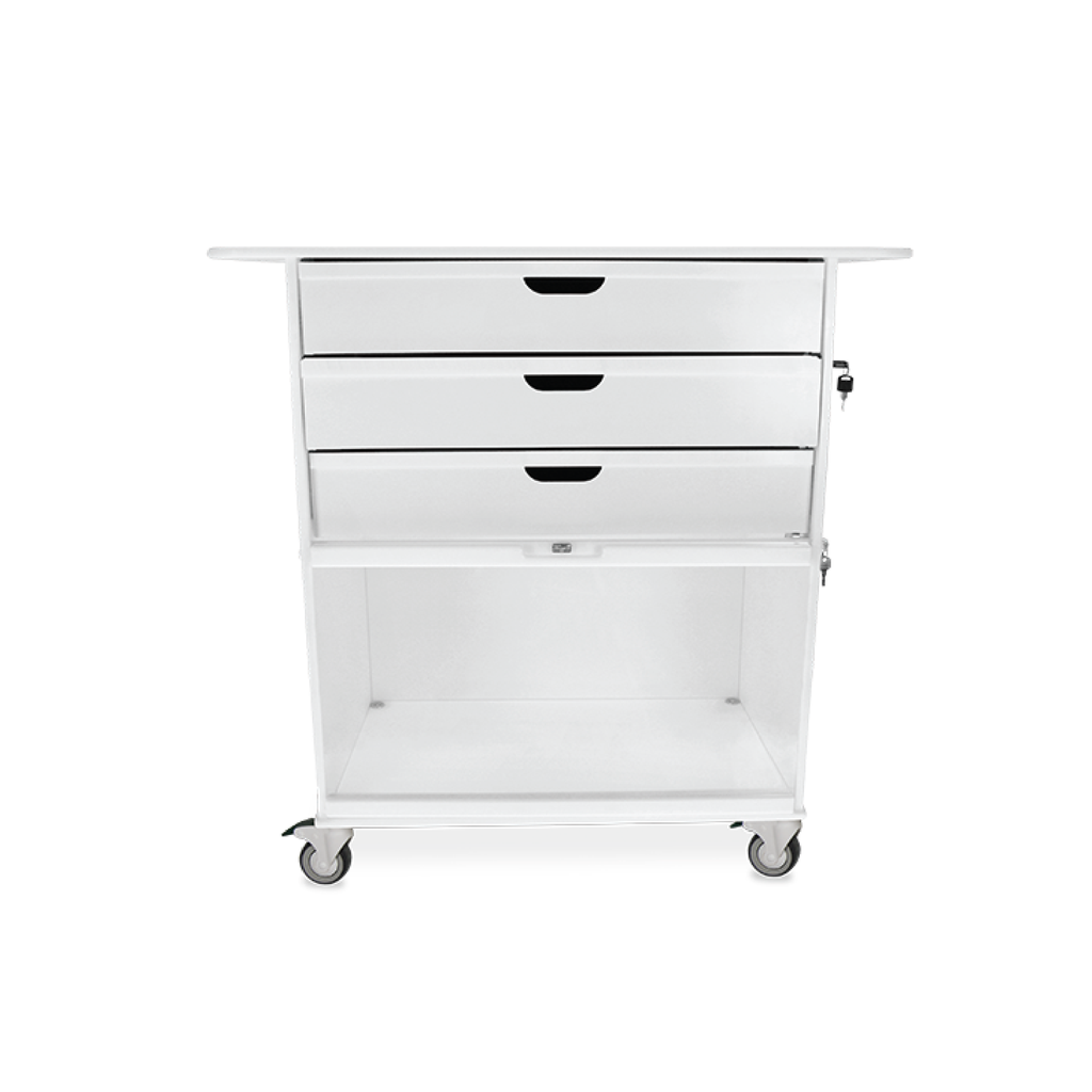 Extra Wide Core Cart with White Drawers