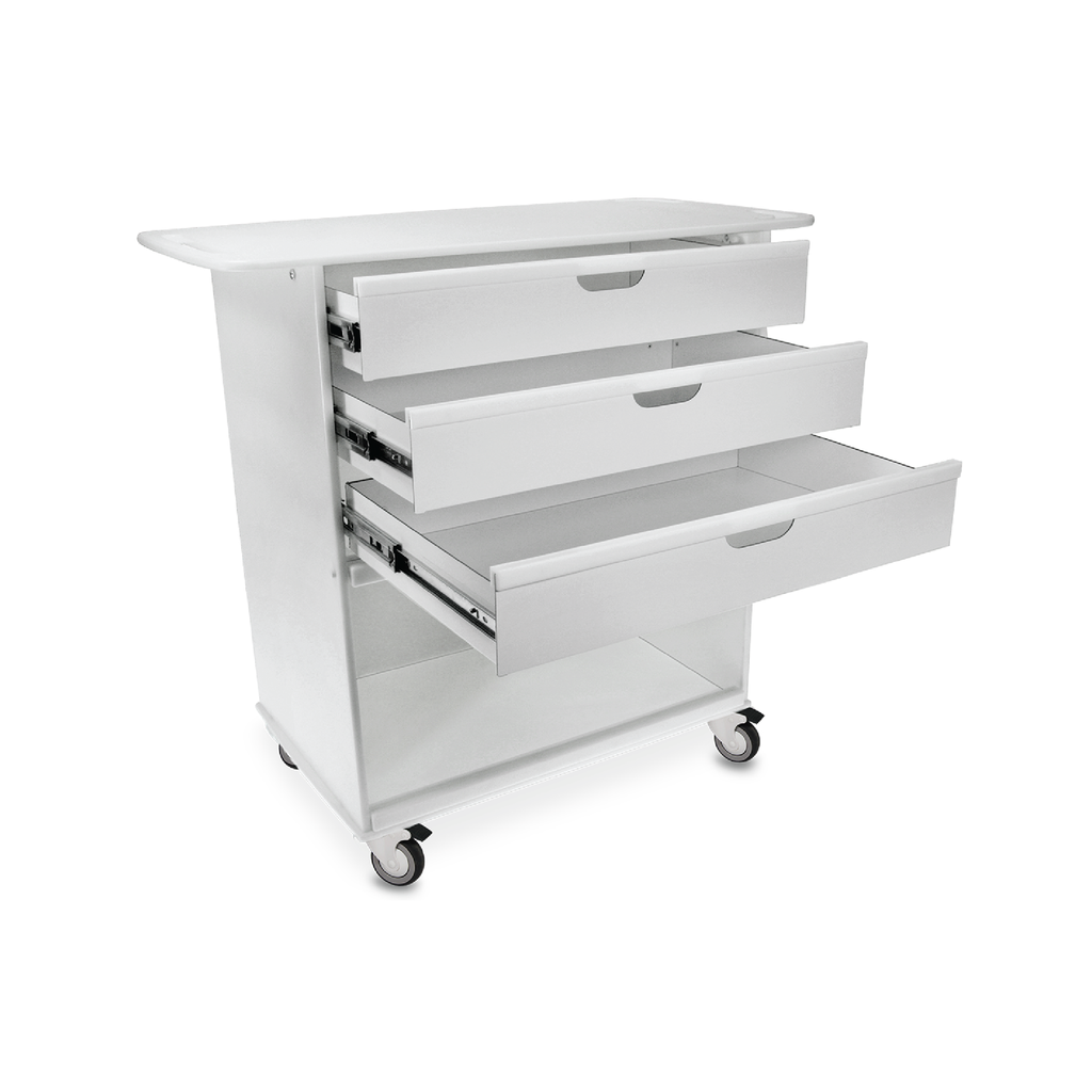 Extra Wide Core Cart with White Drawers