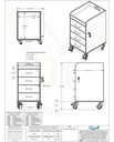 Polyethylene Compact Locking Cart, 14" Width x 27" Height x 19" Depth, 4 Drawers, White