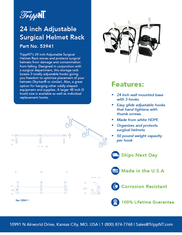 24 inch Adjustable Surgical Helmet Rack