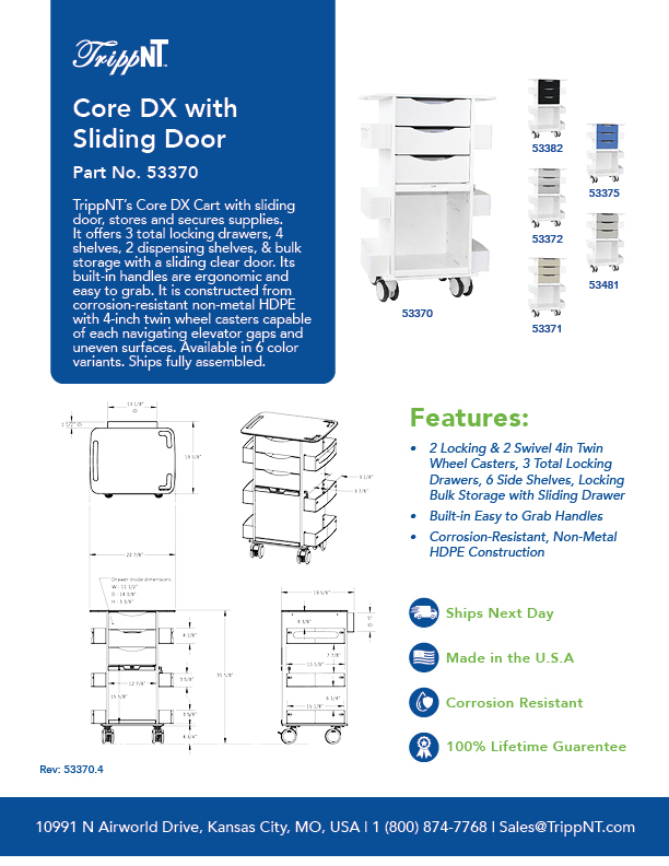 Core DX Cart White with Sliding Door