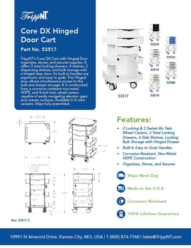 Core DX Cart White with Hinged Door