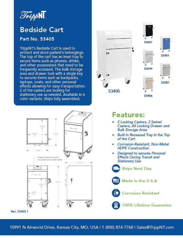 Bedside Cart with White Drawer