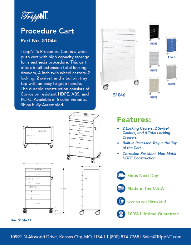 Procedure Cart with Beige Drawers