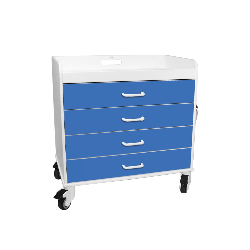 Extra Wide Compact Cart with Blue Drawers