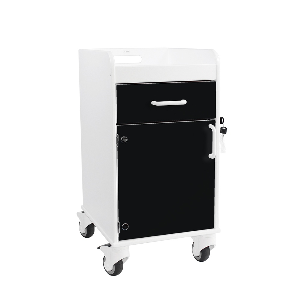 Bedside Cart with Black Drawer