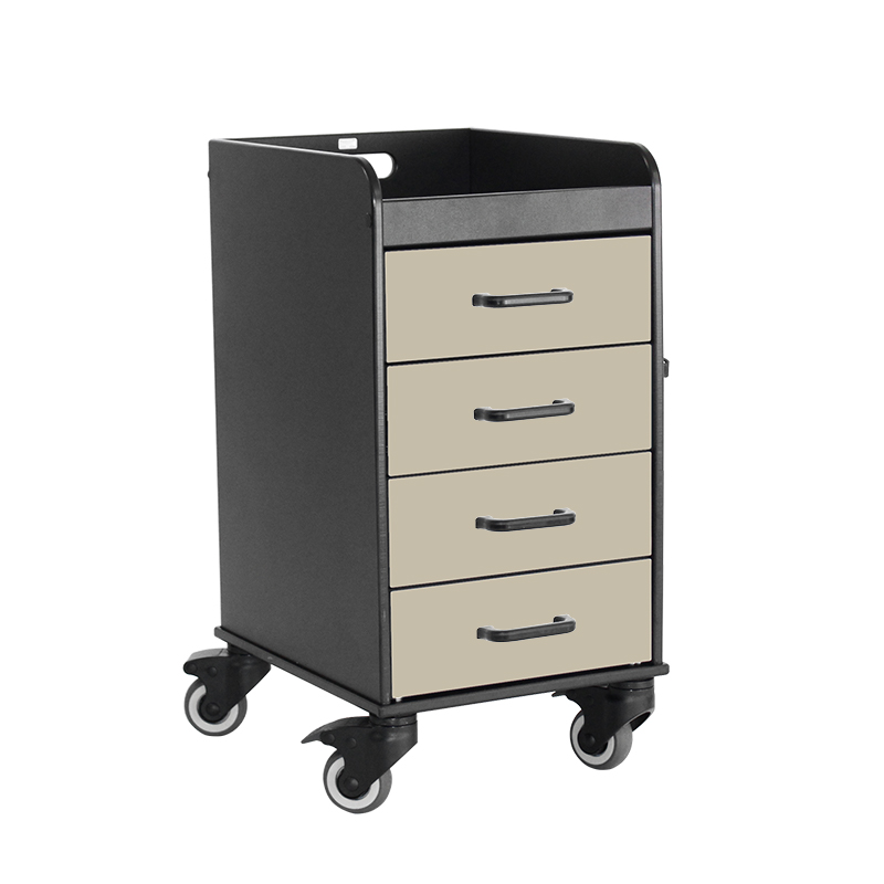 Black Polyethylene Compact Cart with Almond Drawers, 14 3/8" Width x 27 7/8" Height x 18 3/8" Depth