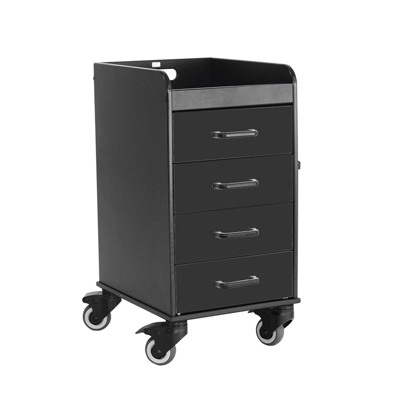 Black Polyethylene Compact Cart with Black Drawers, 14 3/8" Width x 27 7/8" Height x 18 3/8" Depth