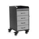 Black Polyethylene Compact Cart with Silver Metallic Drawers, 14 3/8" Width x 27 7/8" Height x 18 3/8" Depth