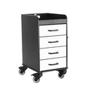 Black Polyethylene Compact Cart with White Drawers, 14 3/8" Width x 27 7/8" Height x 18 3/8" Depth