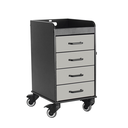 Black Polyethylene Compact Cart with Gray Drawers, 14 3/8" Width x 27 7/8" Height x 18 3/8" Depth