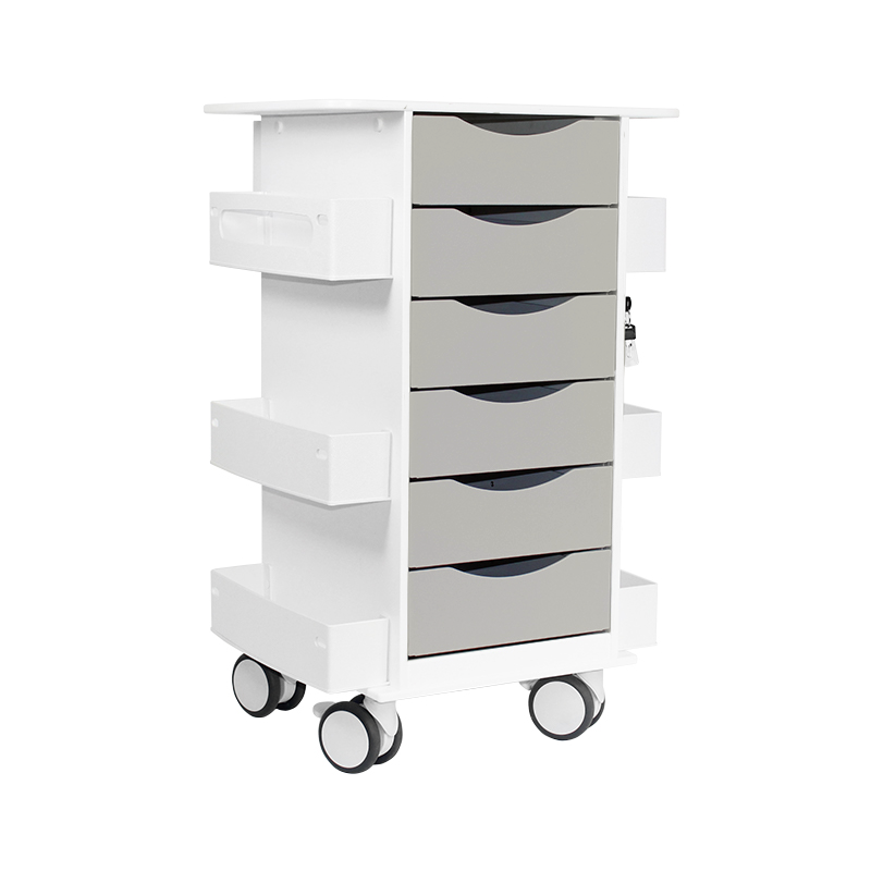 Polyethylene Core 6D Cart with Gray Drawers, for Labs and Hospitals, 22 7/8" Width X 35 5/8" Height X 19 3/8" Depth