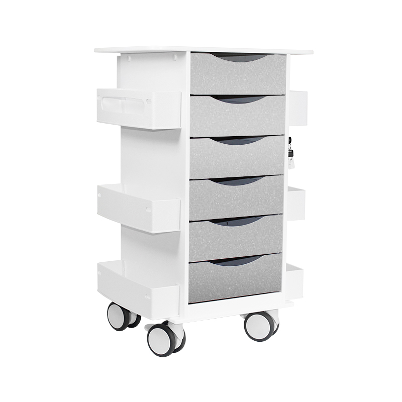 Polyethylene Core 6D Cart with Silver Drawers for Labs and Hospitals, 22 7/8" Width X 35 5/8" Height X 19 3/8" Depth