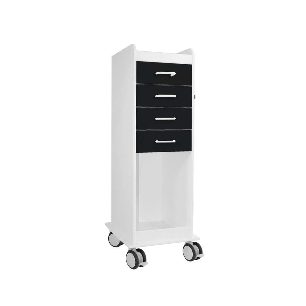 Tall Locking Cart 4D with Black Drawers