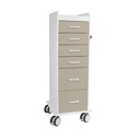 Tall Locking Cart 6D with Beige Drawers