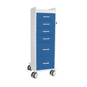 Tall Locking Cart 6D with Blue Drawers