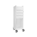 Tall Locking Cart 4D with White Drawers