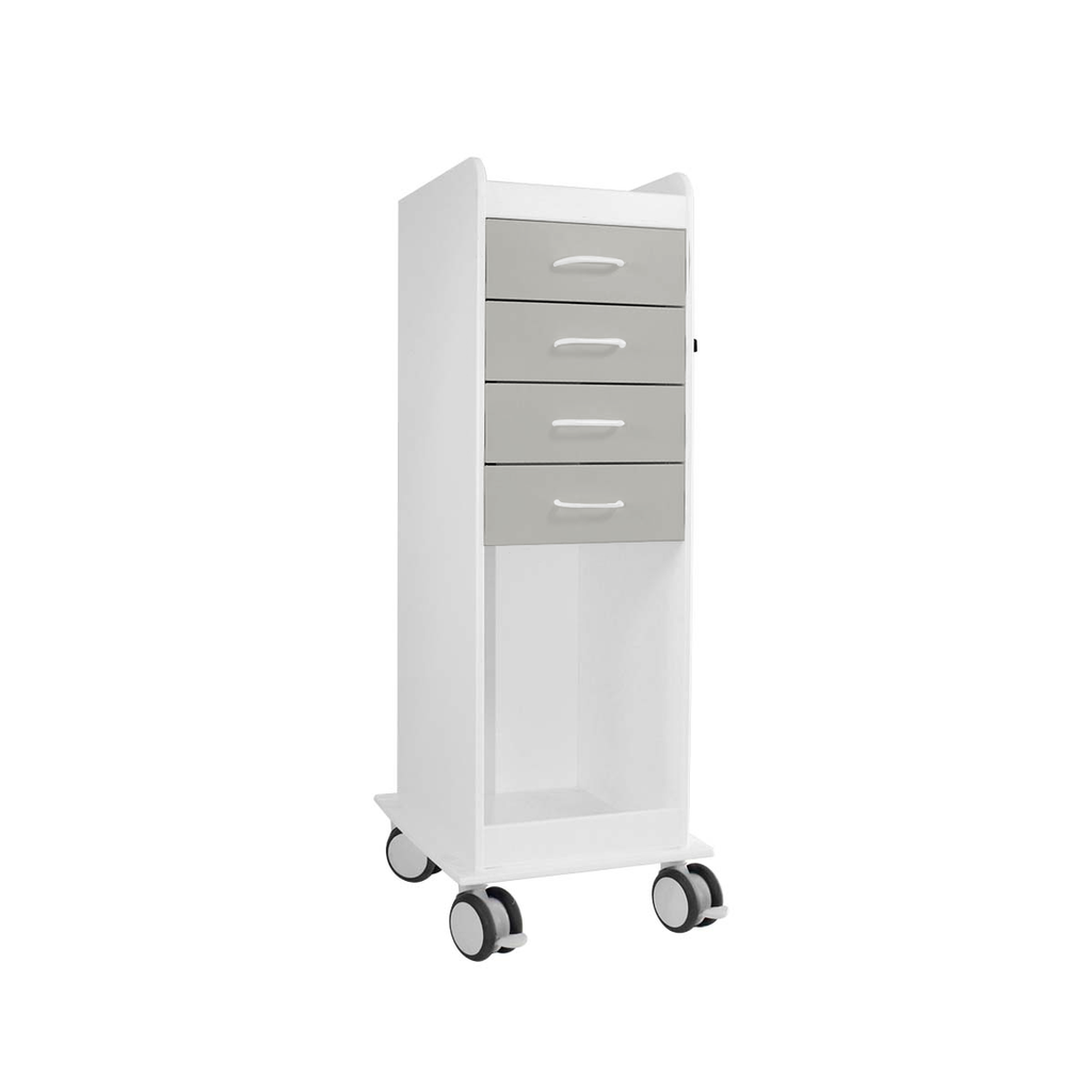 Tall Locking Cart 4D with Dolphin Gray Drawers