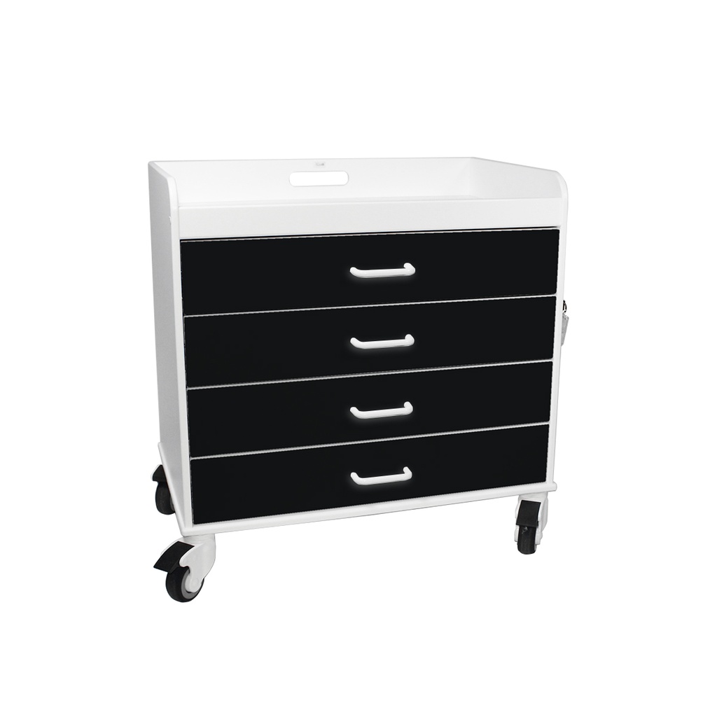 Extra Wide Compact Cart with Black Drawers