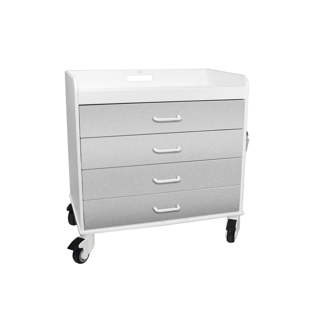 Extra Wide Compact Cart with Silver Drawers