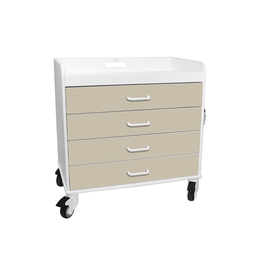 Extra Wide Compact Cart with Beige Drawers