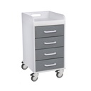 Polyethylene Compact 4 Drawer Locking Cart for Labs and Hospitals, 14 3/8" Width x 27 7/8" Height x 18 3/8" Depth, Silver Metallic