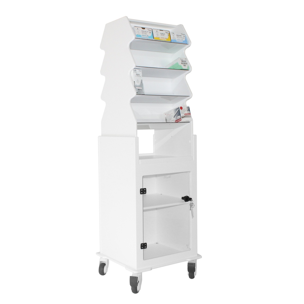 Tall Narrow Suture Medical Cart with Clear Lockable Door