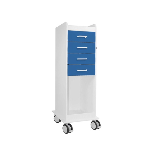 [53582] Tall Locking Cart 4D with Global Blue Drawers