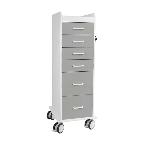 [51382] Tall Locking Cart 6D with Gray Drawers