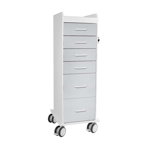 [51097] Tall Locking Cart 6D with Silver Drawers