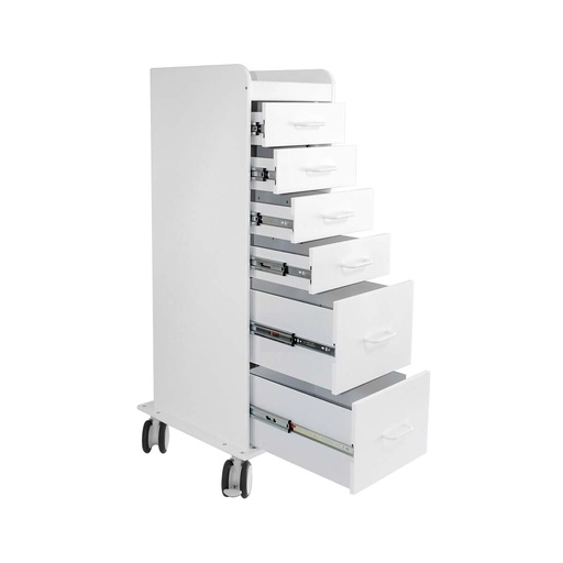 [51033] Tall Locking Cart 6D with White Drawers