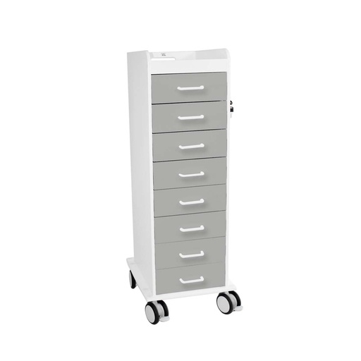 [53581] Tall Locking Cart 8D with Dolphin Gray Drawers