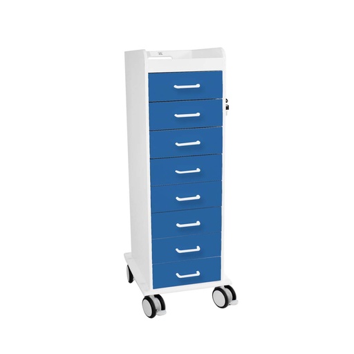 [53577] Tall Locking Cart 8D with Global Blue Drawers