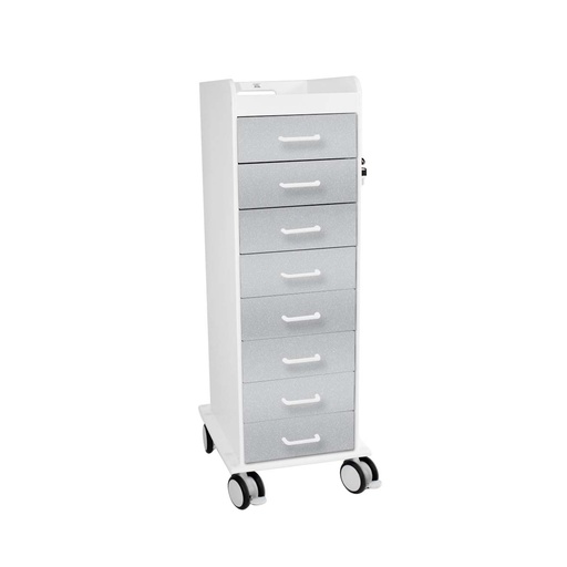 [53579] Tall Locking Cart 8D with Silver Metallic Drawers