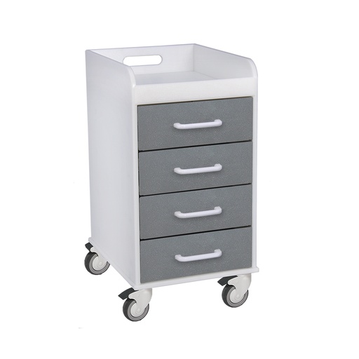 [51088] White Compact Cart with Silver Drawers