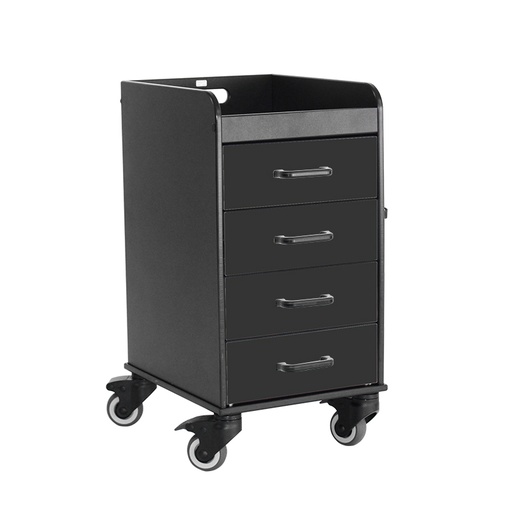 [53436] Black Polyethylene Compact Cart with Black Drawers, 14 3/8" Width x 27 7/8" Height x 18 3/8" Depth