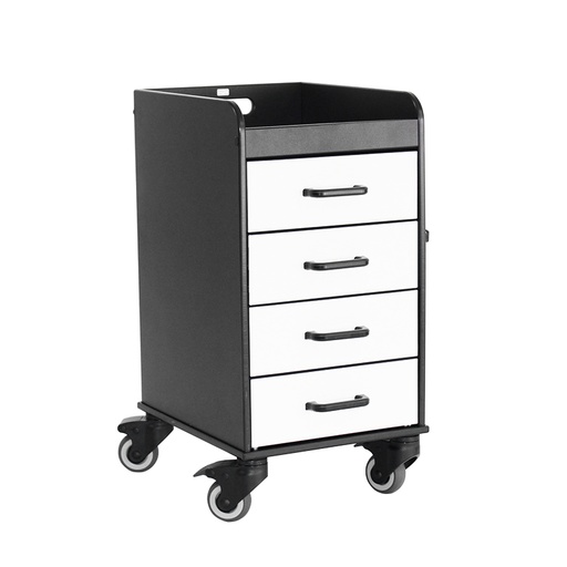 [53426] Black Compact Cart with White Drawers