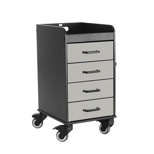 [53480] Black Polyethylene Compact Cart with Gray Drawers, 14 3/8" Width x 27 7/8" Height x 18 3/8" Depth