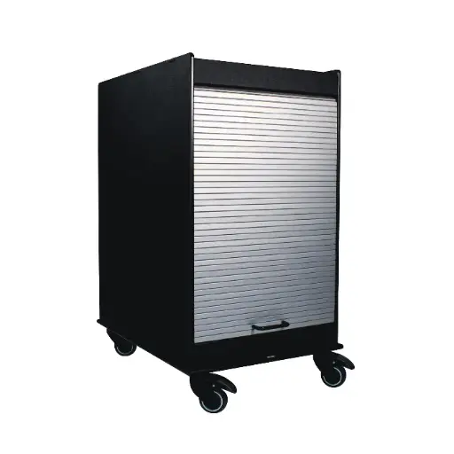 [53639] Equipment Cart Black 18 x 24, 35" Height, Adjustable Shelf, Tambour Door