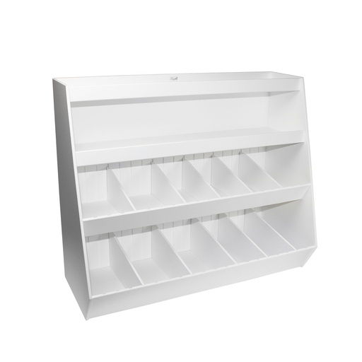 [50028] L Lab Storage Shelf w/ 2 Shelf & 12 Bins